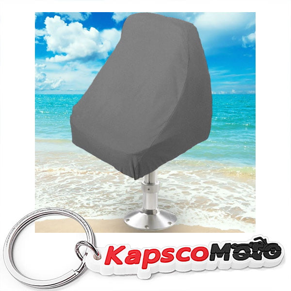 KapscoMoto Keychain Gray Heavy Duty Water Resistant Thick Polyester Fabric 21 L x 24 W x 24 H North East Harbor Boat Seat Cover Helm/Helmsman/Bucket Single Seat Storage Cover